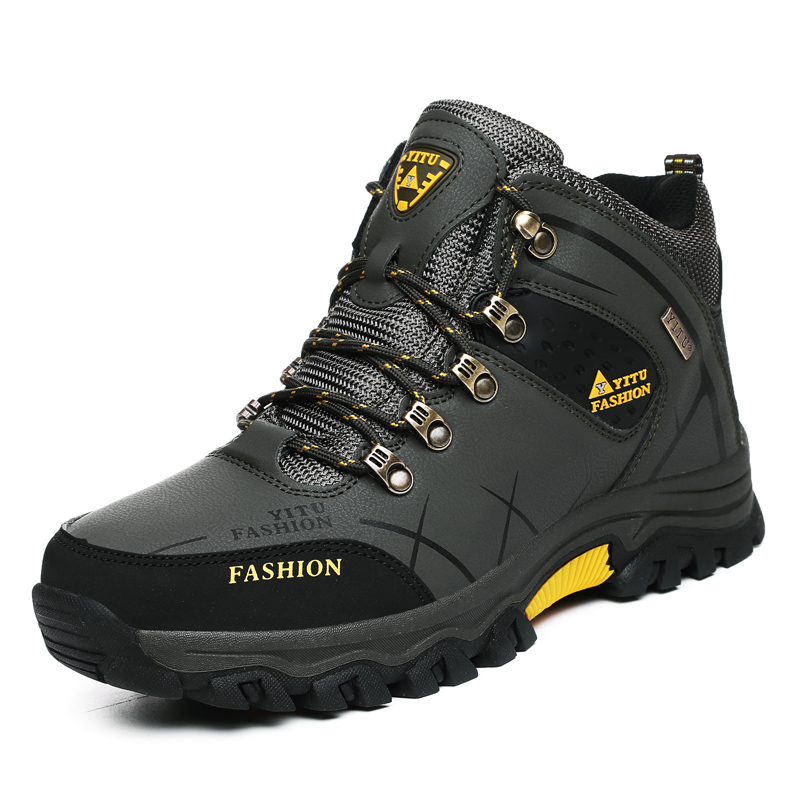 Leather Work Boots - Brand Men Winter Snow Boots Waterproof