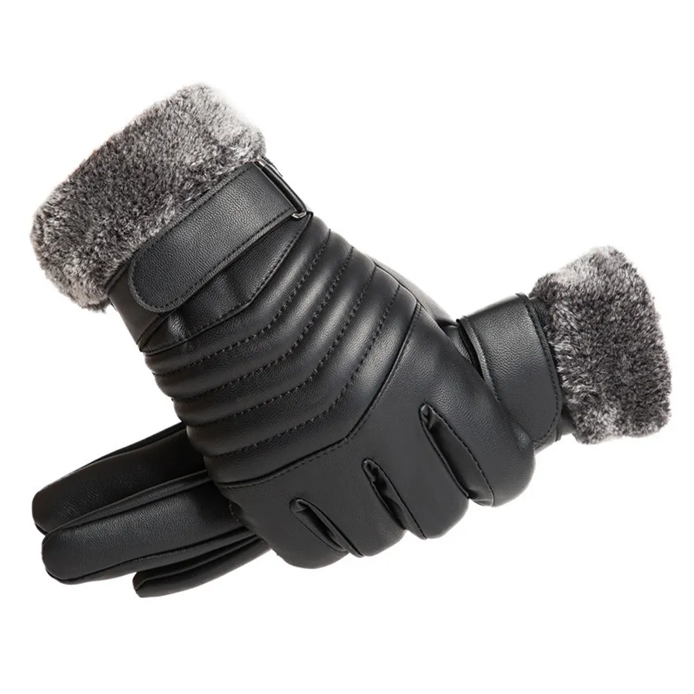 Gloves Winter MEN'S Fur Mouth  - Leather Work Winter Gloves review and price